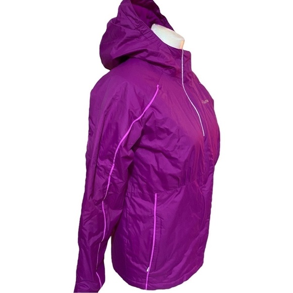 Columbia Omni Tech Heat Waterproof Breathable Purple Hooded Jacket L 14/16 - Picture 2 of 13